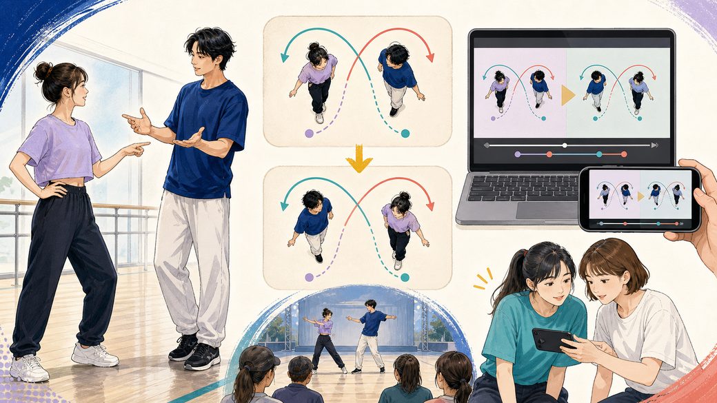 ダンスの立ち位置の左右入れ替えを共有する