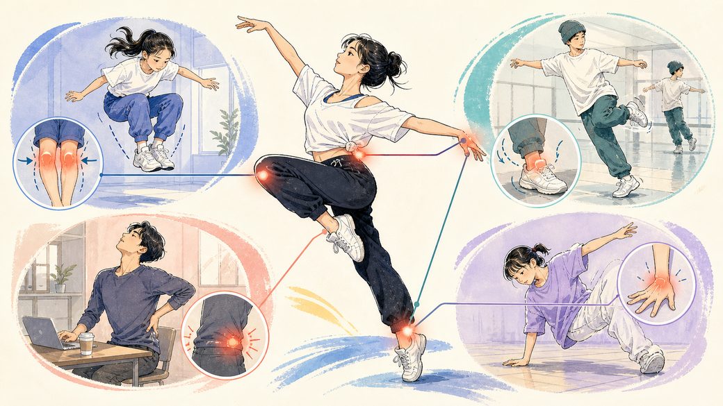 ダンスでケガが起こりやすい部位